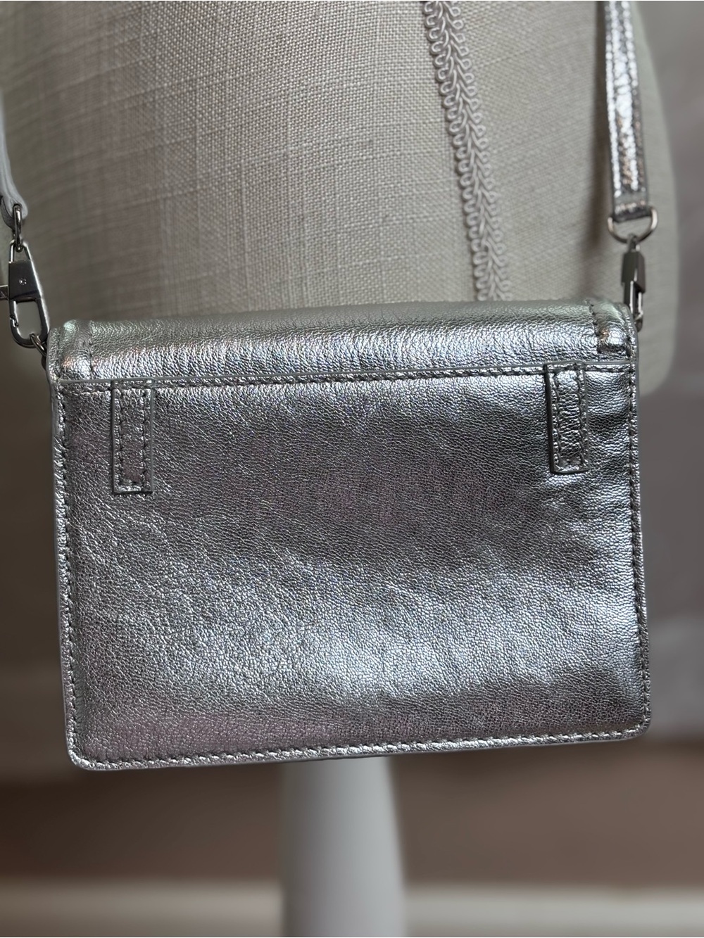 Loeffler Randall Silver Leather Metallic Crossbody Bag - Picture 6 of 16